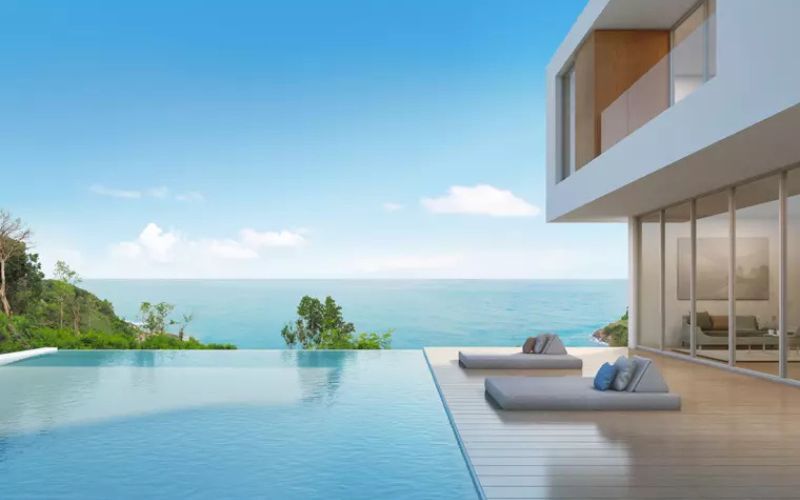 Piscina moderna con membrana armada lista para usar