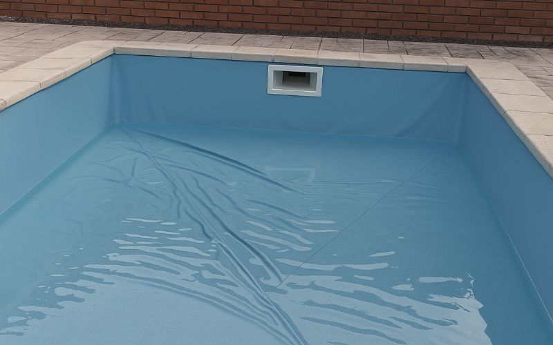 piscina con arrugas en la lámina