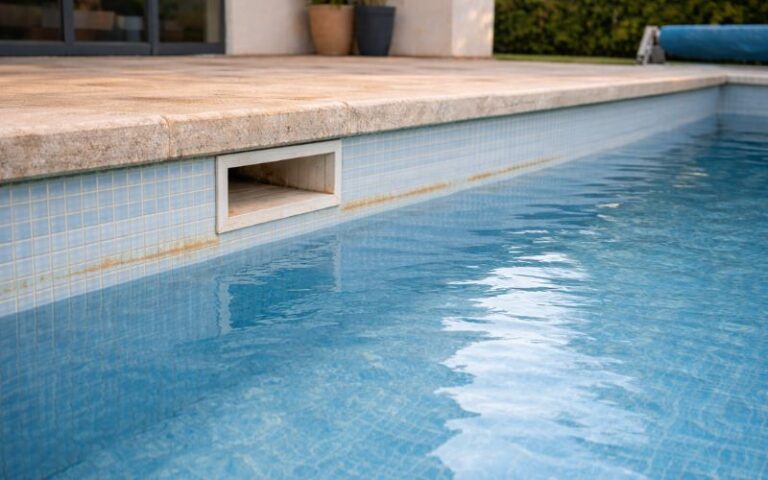 fuga de agua en piscina con nivel bajo