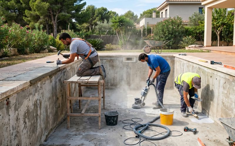 instalación lamina armada trabajos piscina