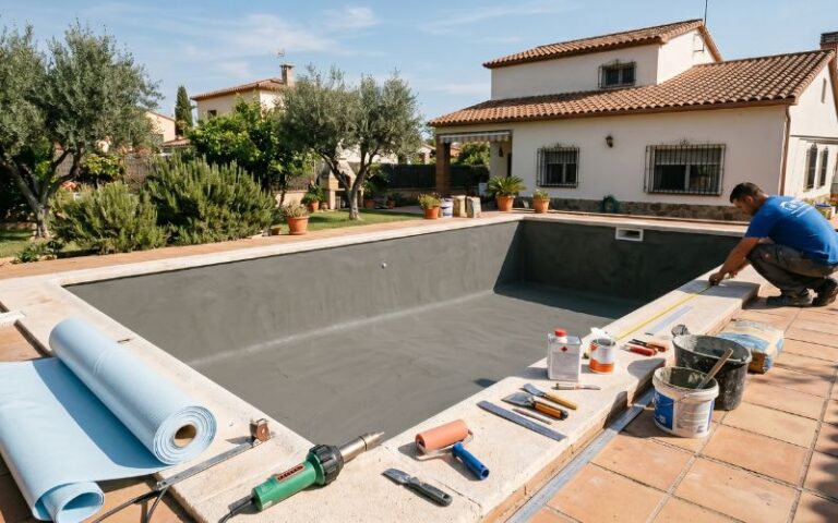 preparación de piscina para instalar lámina armada