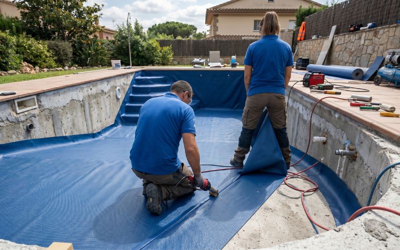 instalación profesional de lámina armada en piscina