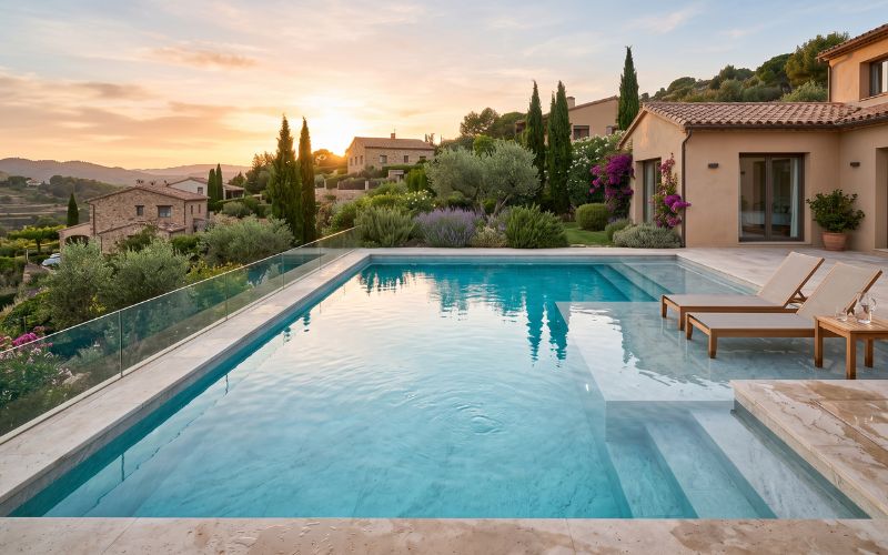 piscina completamente impermeabilizada con lámina armada moderna