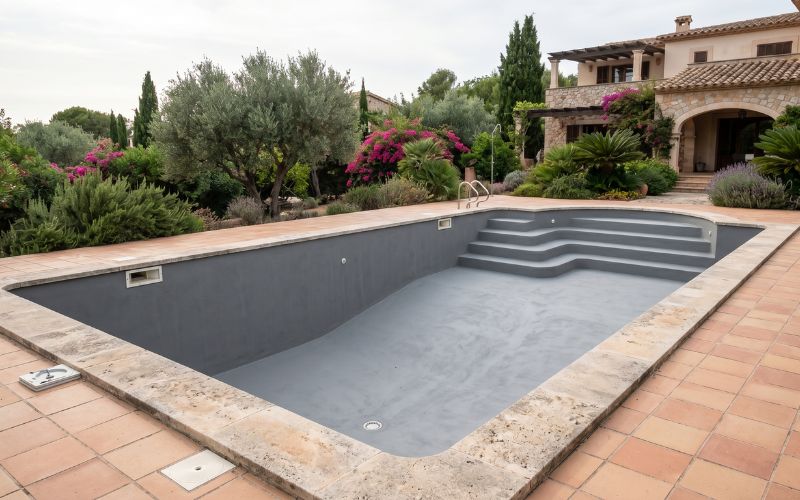 piscina completamente preparada para instalar lámina armada