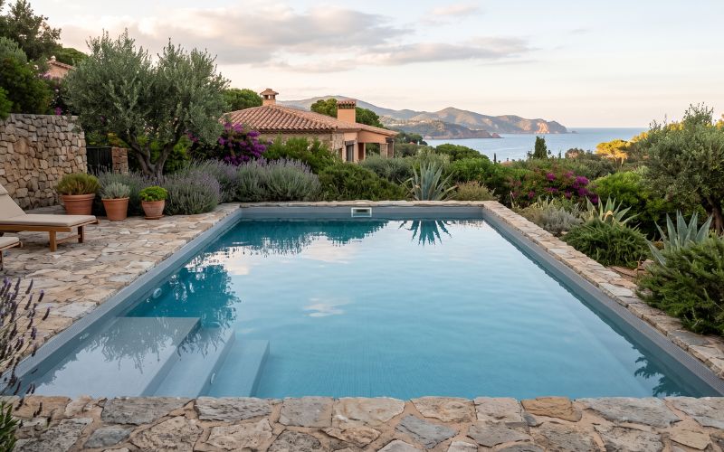 piscina con lámina armada y agua perfectamente equilibrada
