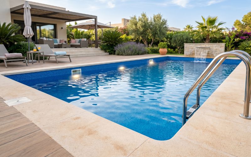 piscina rehabilitada con accesorios y lámina armada nuevos