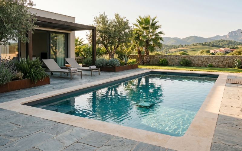 piscina rehabilitada con lámina armada moderna y estable