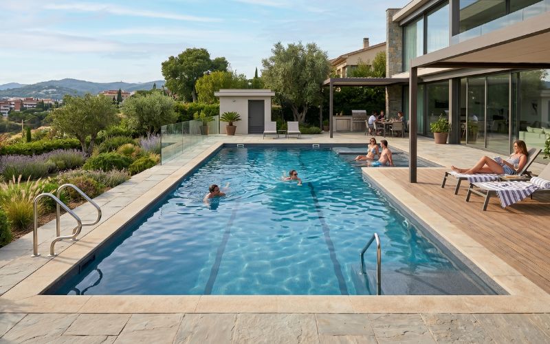 planificación de piscina con lámina armada para diferentes usos