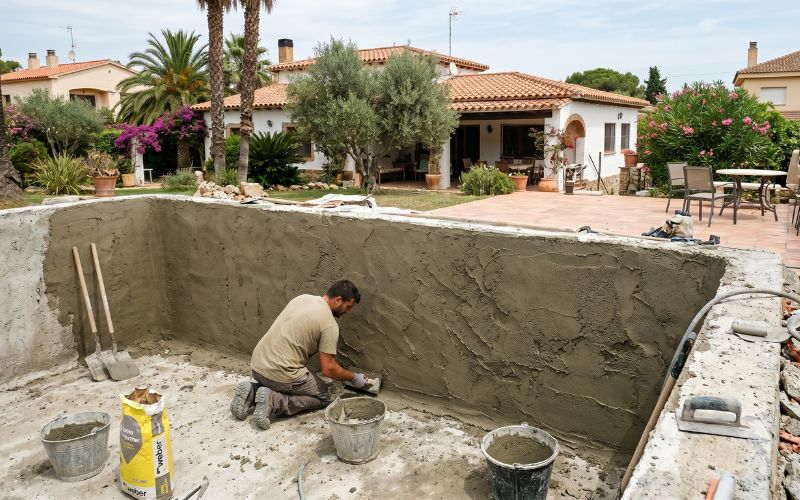 regularización del vaso de una piscina antes de instalar lámina armada