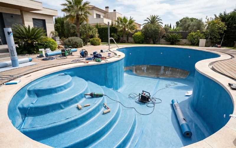 rehabilitación de piscina compleja con lámina armada