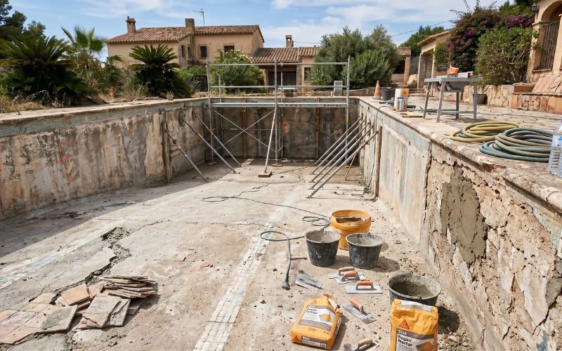 trabajos de rehabilitación en piscina antigua